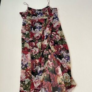 Express XL floral 💐 sheer overlay dress with black mini dress liner underneath